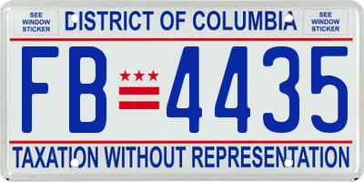 DC license plate FB4435