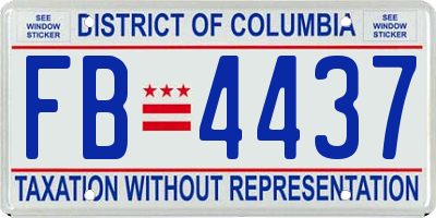 DC license plate FB4437