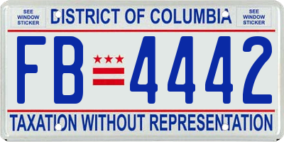 DC license plate FB4442