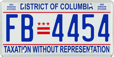 DC license plate FB4454