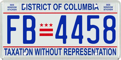 DC license plate FB4458