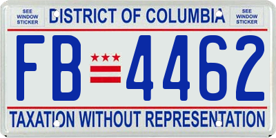 DC license plate FB4462