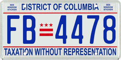 DC license plate FB4478