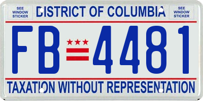 DC license plate FB4481