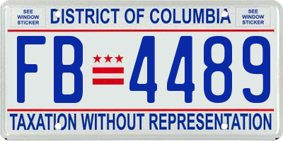 DC license plate FB4489