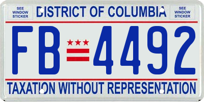 DC license plate FB4492