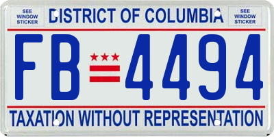 DC license plate FB4494