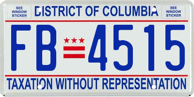 DC license plate FB4515