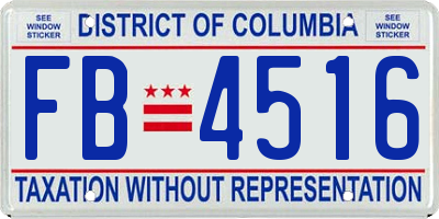 DC license plate FB4516