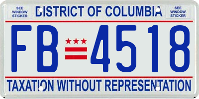 DC license plate FB4518