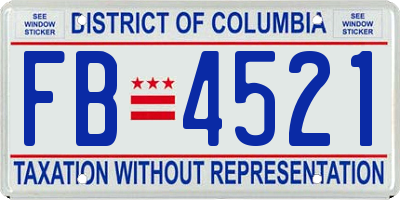 DC license plate FB4521