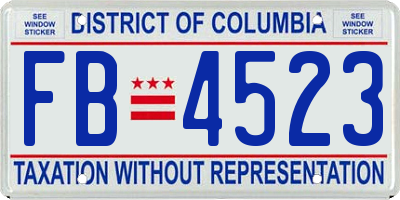 DC license plate FB4523