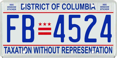 DC license plate FB4524