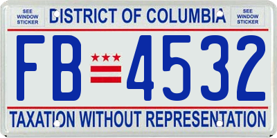 DC license plate FB4532