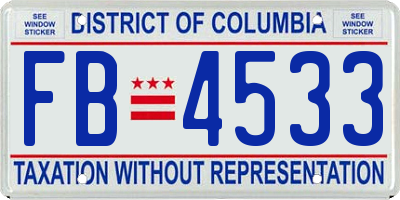 DC license plate FB4533