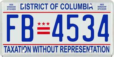 DC license plate FB4534