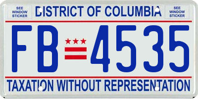 DC license plate FB4535