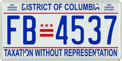 DC license plate FB4537