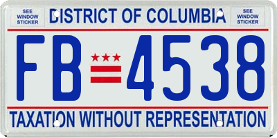 DC license plate FB4538