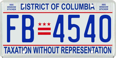 DC license plate FB4540