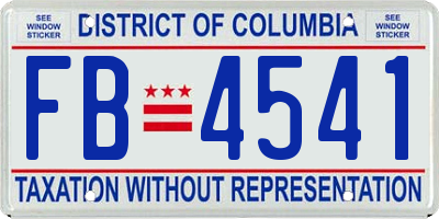 DC license plate FB4541