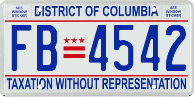 DC license plate FB4542