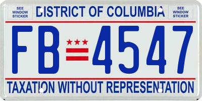 DC license plate FB4547