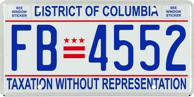 DC license plate FB4552