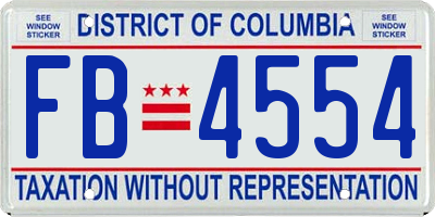 DC license plate FB4554