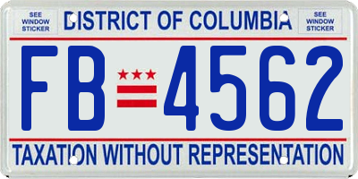 DC license plate FB4562