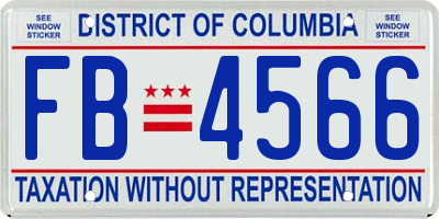 DC license plate FB4566