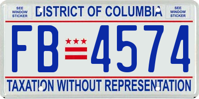 DC license plate FB4574