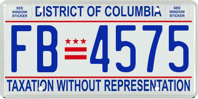 DC license plate FB4575