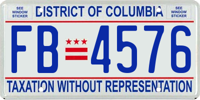 DC license plate FB4576