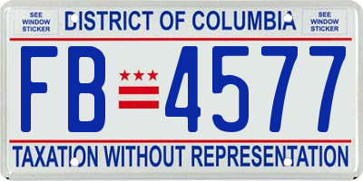 DC license plate FB4577