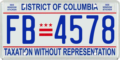 DC license plate FB4578