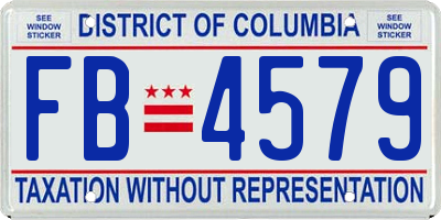 DC license plate FB4579