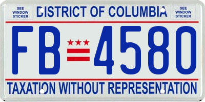 DC license plate FB4580