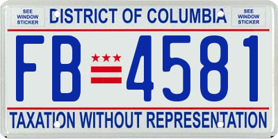 DC license plate FB4581