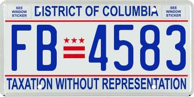 DC license plate FB4583