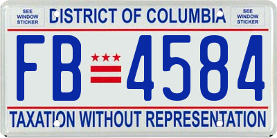 DC license plate FB4584