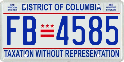 DC license plate FB4585