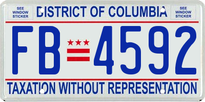 DC license plate FB4592