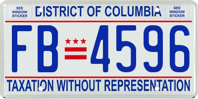 DC license plate FB4596