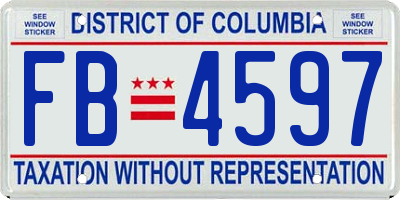 DC license plate FB4597