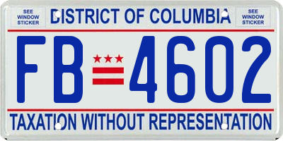 DC license plate FB4602