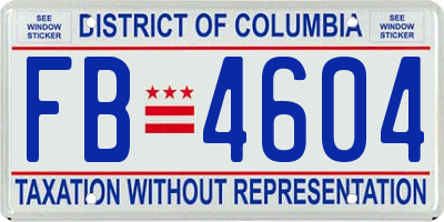 DC license plate FB4604