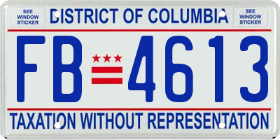 DC license plate FB4613