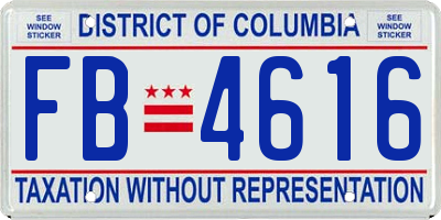 DC license plate FB4616