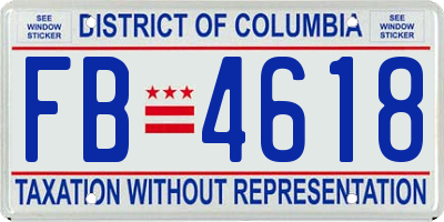 DC license plate FB4618